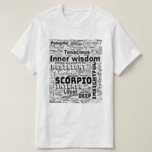 Camiseta Scorpio Zodiac Word Cloud Inspiração