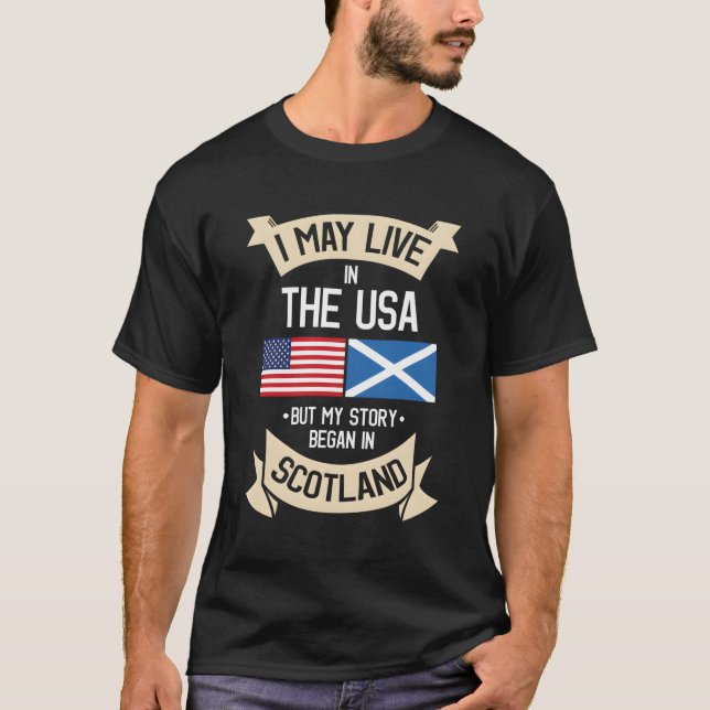 Camiseta Scotland American Flag Usa Scottish Roots Gifts (Frente)