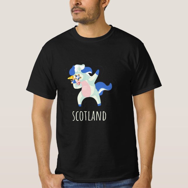 Camiseta Scotland Flag Dabbing Unicorn (Frente)