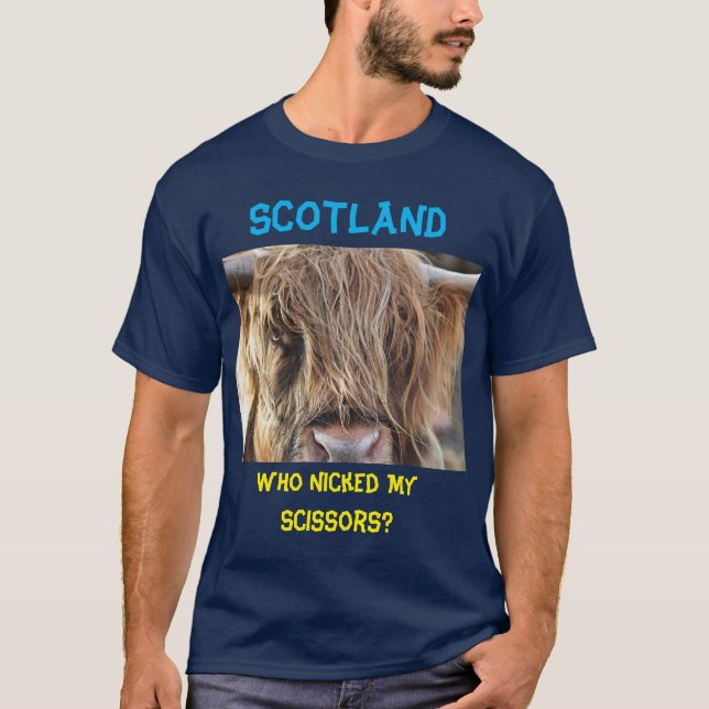 Camiseta Scotland Funny Long Hair Cow (Frente)