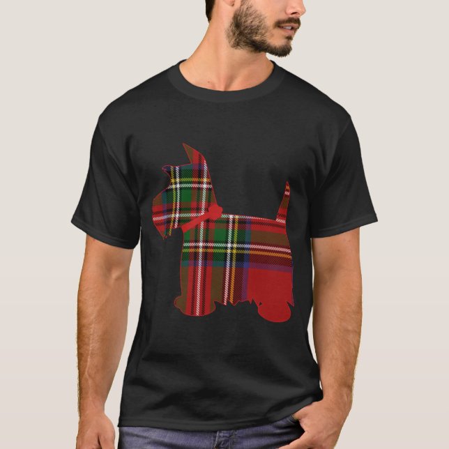 Camiseta Scottie Dog Scottish Terrier Royal Stewart Tartan (Frente)