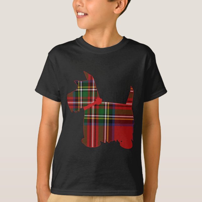 Camiseta Scottie Dog Scottish Terrier Royal Stewart Tartan (Frente)