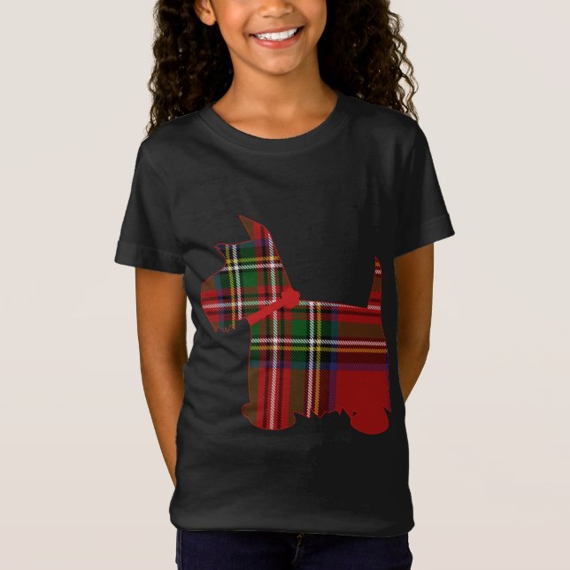 Camiseta Scottie Dog Scottish Terrier Royal Stewart Tartan (Frente)