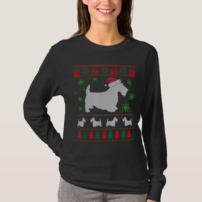 Camiseta Scottie Dog Ugly Christmas Sweater (Frente)