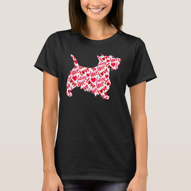 Camiseta Scottie Scottish Terrier Heart Dog Dia de os namor (Frente)