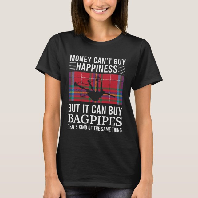Camiseta Scottish Bagpipes Tartan Happiness  Bagpipe (Frente)