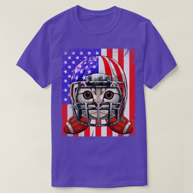 Camiseta Scottish Fold American Football USA Flag Merica An (Frente do Design)