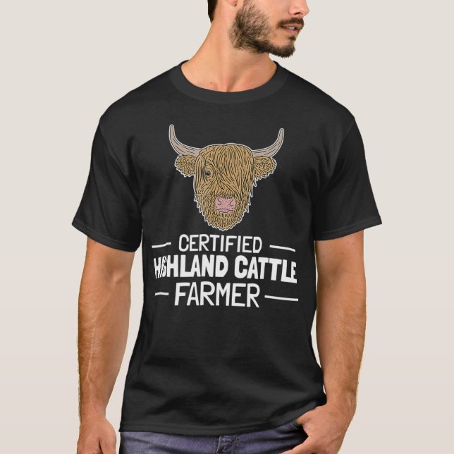 Camiseta Scottish Highland Cow Certified Farmer Cool Farm  (Frente)