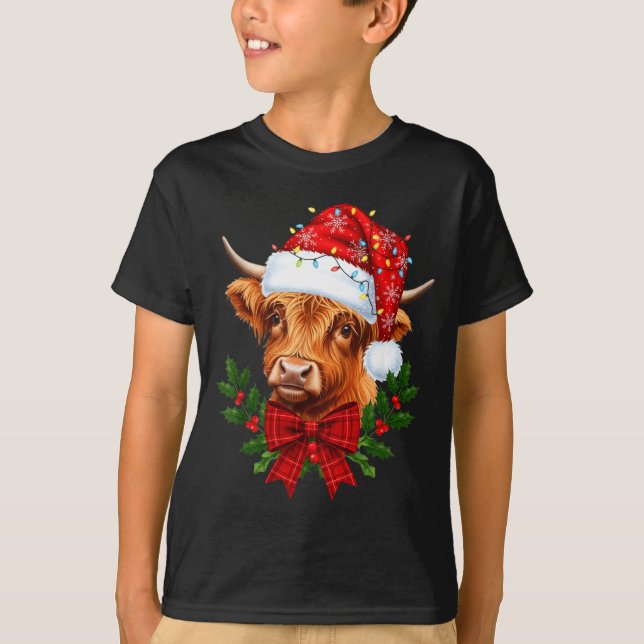 Camiseta Scottish Highland Cow Christmas Funny Cow Lover Xm (Frente)