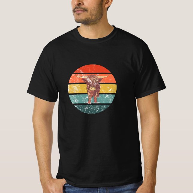 Camiseta Scottish Highland Cow Retro (Frente)