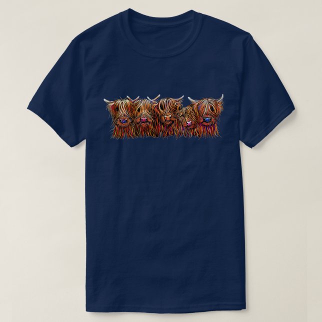 Camiseta SCoTTISH HiGHLaND CoWS ' The HaiRY BuNCH oF Coos ' (Frente do Design)