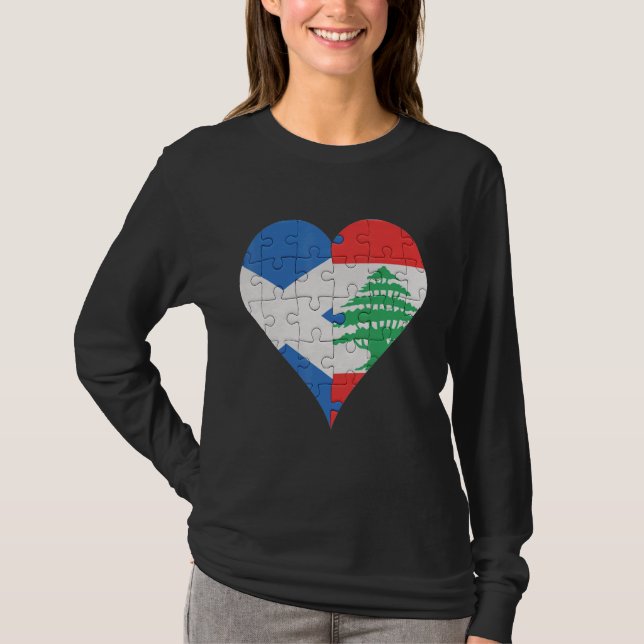 Camiseta Scottish Libanês Flag Heart (Frente)
