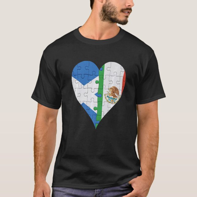 Camiseta Scottish mexicano Flag Heart (Frente)