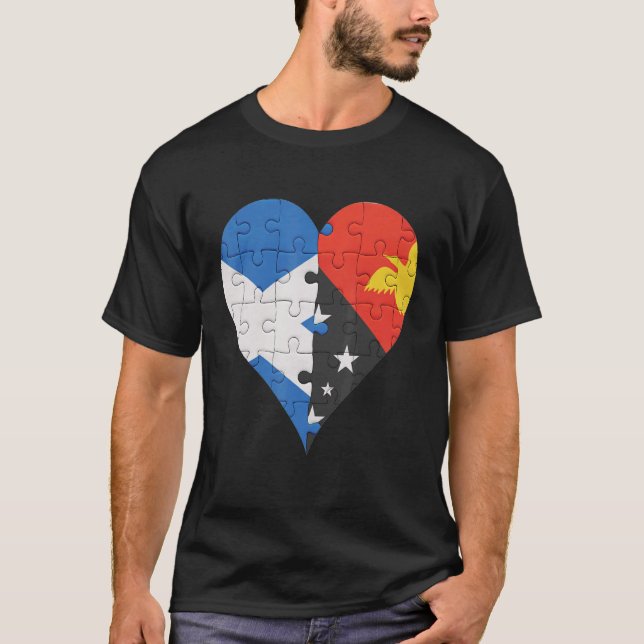 Camiseta Scottish Papua New Guinean Flag Heart (Frente)