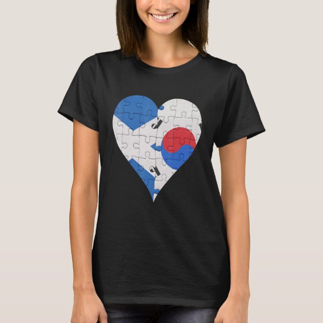 Camiseta Scottish South Korea Flag Heart (Frente)