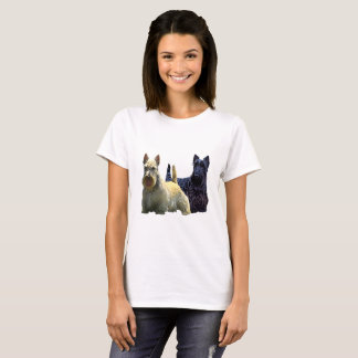 Camiseta Scottish Terrier black/whaten perky em pé