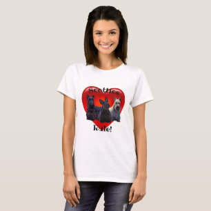 Camiseta Scottish Terrier black/whaten, Regra, coração verm