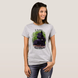 Camiseta Scottish Terrier black/whaten, sentado/em pé