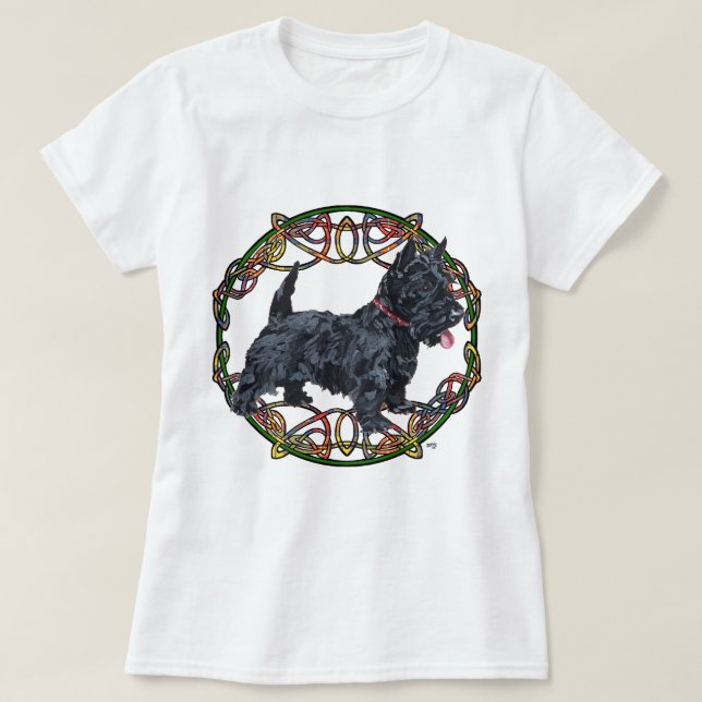 Camiseta Scottish Terrier Celtic Design (Frente do Design)
