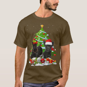 Camiseta Scottish Terrier Christmas Tree Lights Funny Dog X