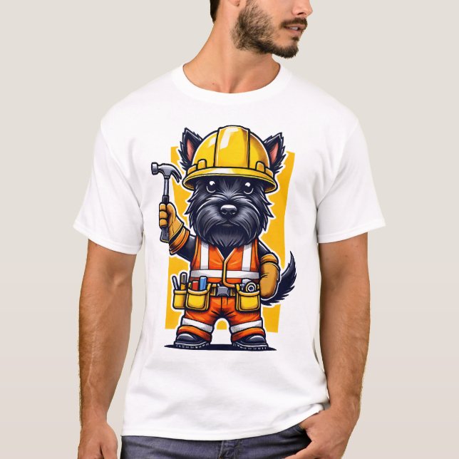 Camiseta Scottish Terrier Construction Worker (Frente)