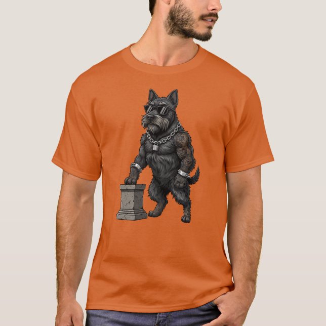 Camiseta Scottish Terrier Dog, muscular, tattooed, bodybuil (Frente)