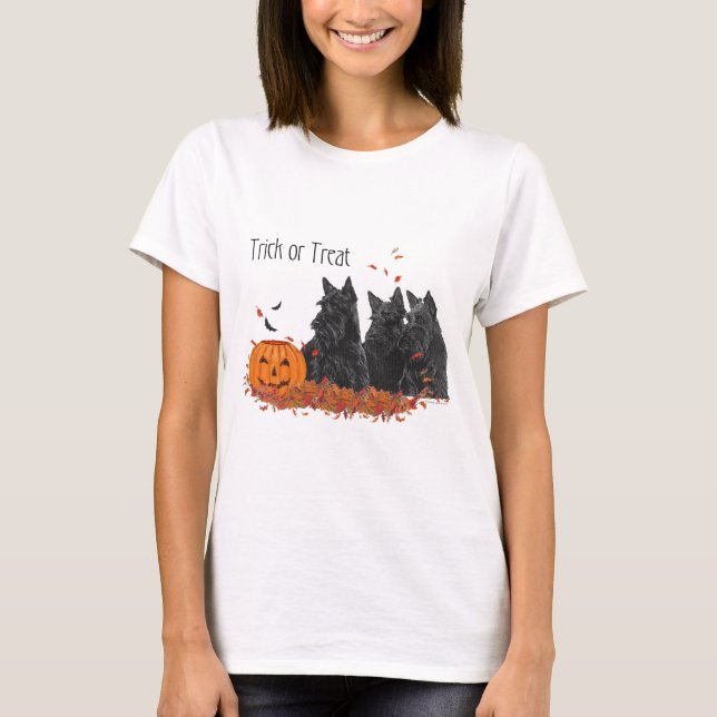 Camiseta Scottish Terrier Fall Seasonal Design (Frente)