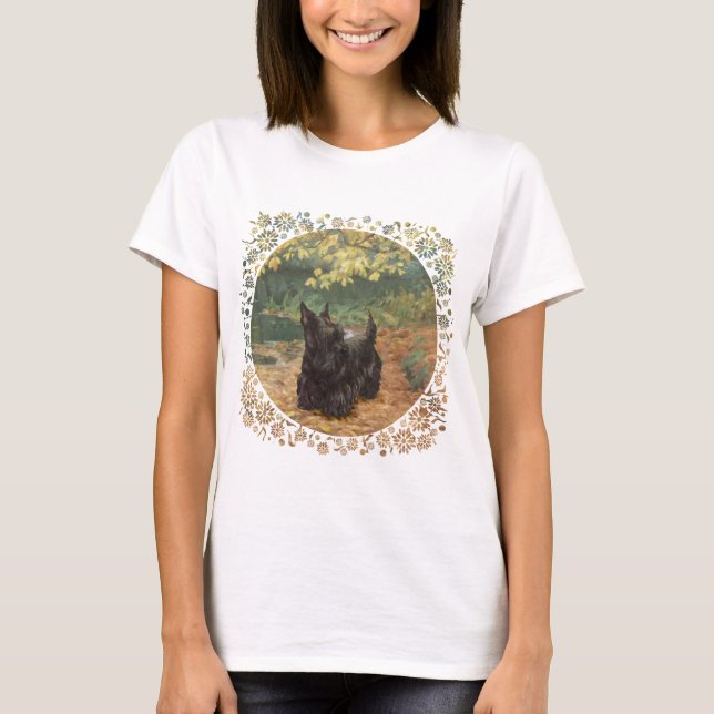 Camiseta Scottish Terrier Fall Seasonal Design (Frente)