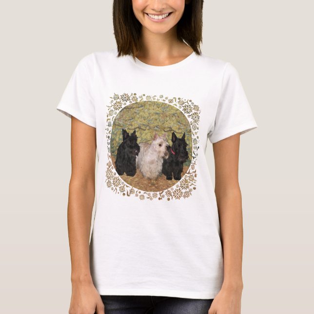 Camiseta Scottish Terrier Fall Seasonal Design (Frente)