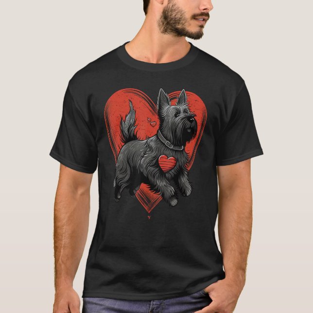 Camiseta Scottish Terrier Love Heart for Dia de os namorado (Frente)