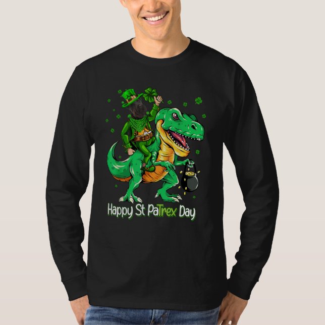 Camiseta Scottish Terrier Riding Dinosaur Patricks Day Sham (Frente)