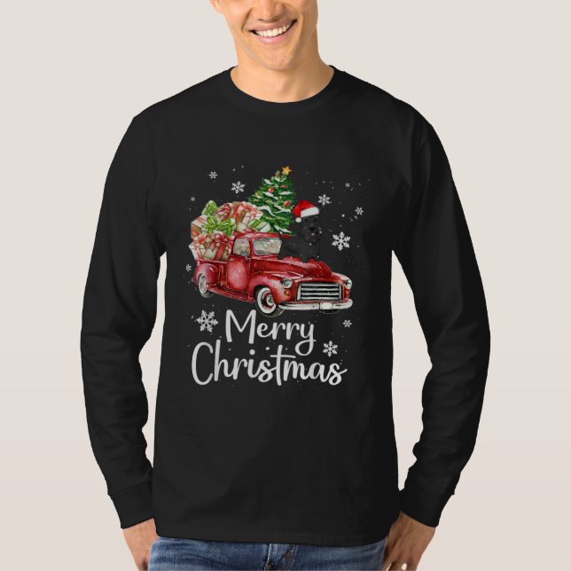 Camiseta Scottish Terrier Riding Red Truck Xmas Merry Chris (Frente)