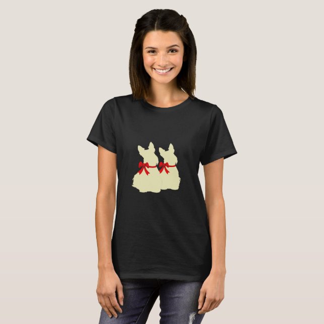 Camiseta Scottish Terrier, sentado/silhouette/ arco (Frente Completa)