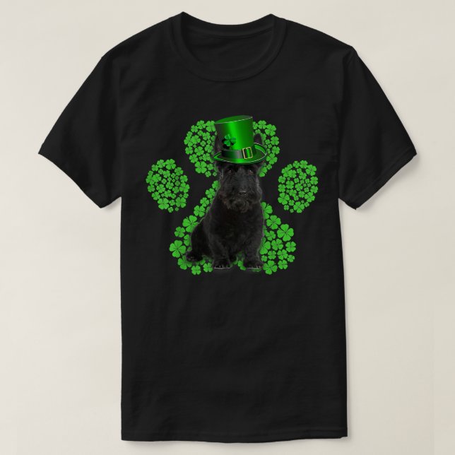 Camiseta Scottish Terrier Shamrock Paw Clovers St Patrick's (Frente do Design)