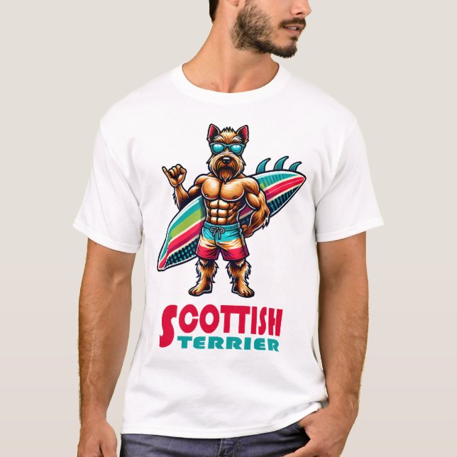 Camiseta Scottish Terrier Surfer (Frente)