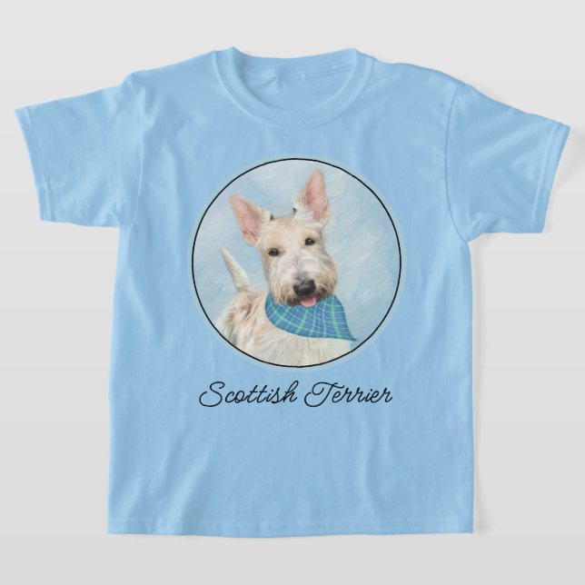 Camiseta Scottish Terrier Wheaten Dog Painting (Postura )
