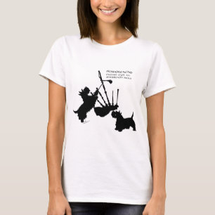 Camiseta Scottish Terriers com Great Highland Bagpipe