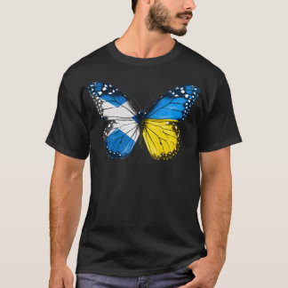 Camiseta Scottish Ucraniano Flag Butterfly Scotland Ucrânia