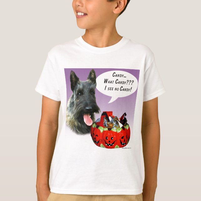 Camiseta ScottishTerrier Halloween Candy (Frente)