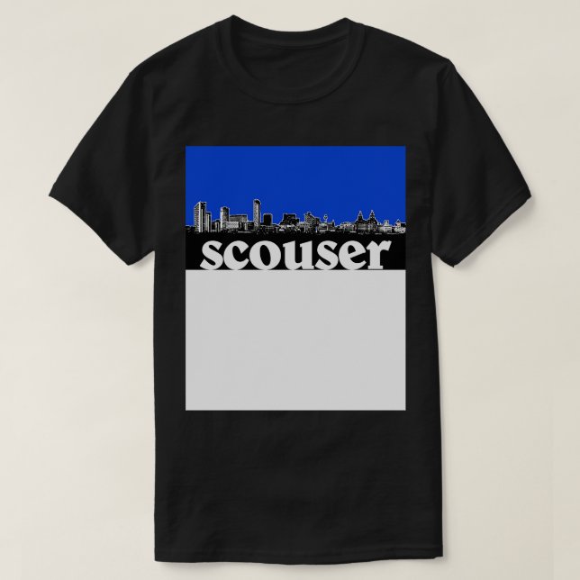 Camiseta Scouser Liverpool Blue Skyline Design (Frente do Design)