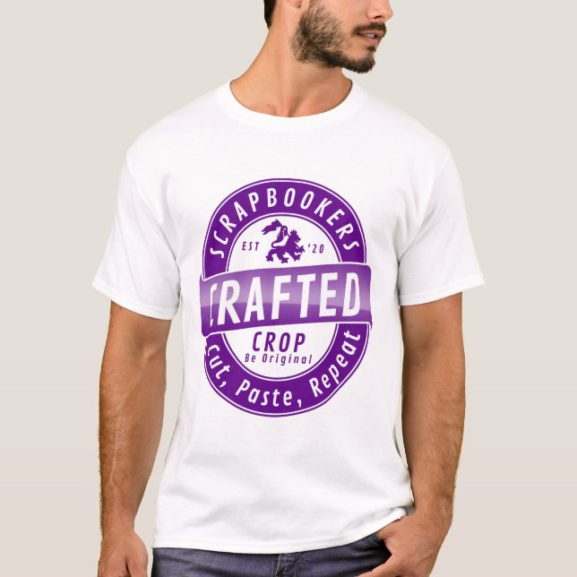 Camiseta "Scrapbookers - Cortar, Colar e Repetir" (Frente)