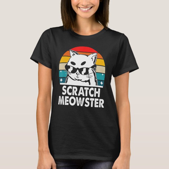 Camiseta Scratch Meowster Cat Humor Kitten Piada Cat Mãe (Frente)