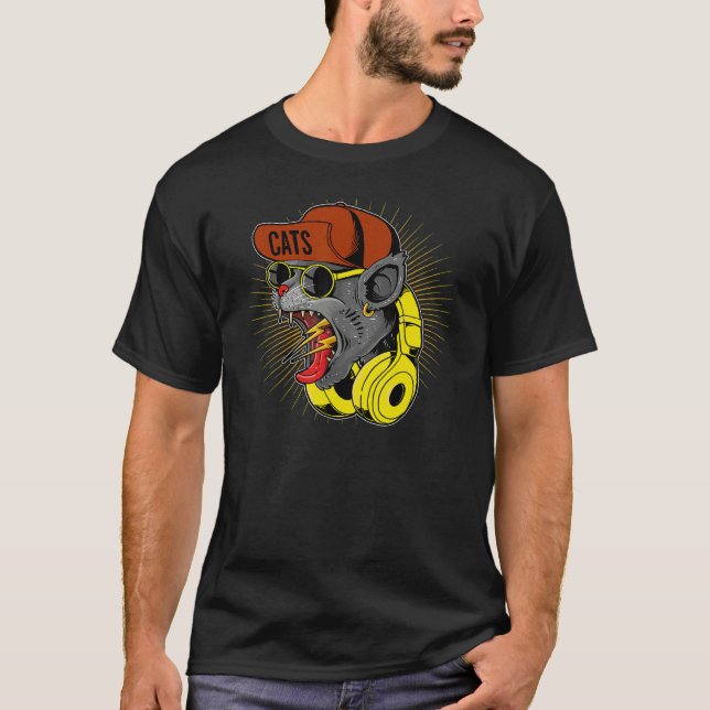 Camiseta Screaming Black Cat Teenager  Cat Vintage (Frente)
