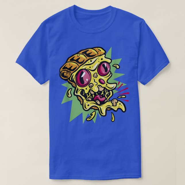 Camiseta Screaming Pizza Cool Fun Retro Cartoon Art Monster (Frente do Design)