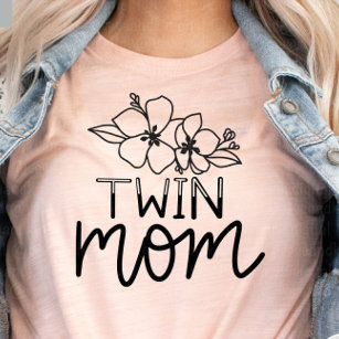 Camiseta Script de Flores Selvagens de Trendy, Mãe Gêmea