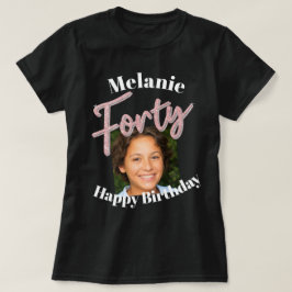 Camiseta Script de foto de 4aniversário de 40 anos cor-de-r