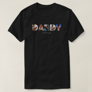 Camiseta Script de PAI de Colagem de Fotos Personalizada Si