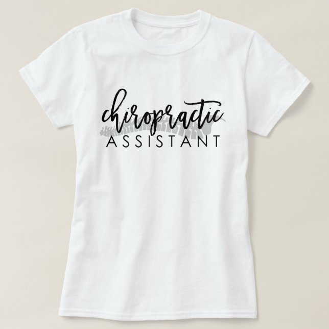 Camiseta Script do Assistente Chiropractic com T-Shirt (Frente do Design)