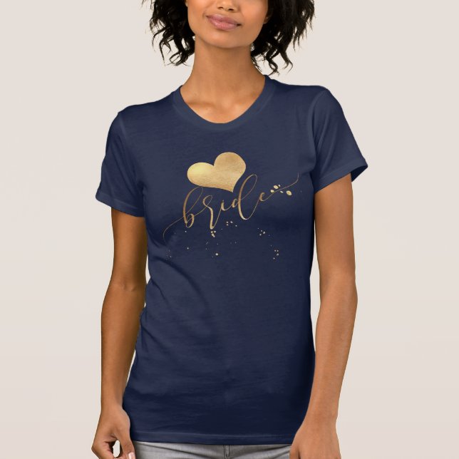 Camiseta Script Dourado de Bride/Faux Moderno do PixDezines (Frente)