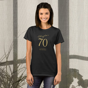 Camiseta Script Dourado de Festa de aniversário preto